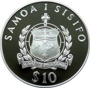 Samoa 10 Tala Queen Mother. Glamis Castle 1994 Proof KM# 104 SAMOA I SISIFO FAAVAE I LE ATUA SAMOA $10 coin obverse Samoa 10 Tala Queen Mother. Glamis Castle 1994 Proof KM# 104 SAMOA I SISIFO FAAVAE I LE ATUA SAMOA $10 coin obverse