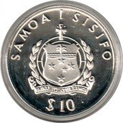 Samoa 10 Tala Building of the Tigris 1994 Proof KM# 94 SAMOA I SISIFO FAAVAEILE ATUA SAMOA $10 coin obverse Samoa 10 Tala Building of the Tigris 1994 Proof KM# 94 SAMOA I SISIFO FAAVAEILE ATUA SAMOA $10 coin obverse