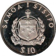 Samoa 10 Tala Olympic Games - Diving 1994 Proof KM# 91 SAMOA I SISIFO FA AVAE I LE ATUA SAMOA $ 10 coin obverse Samoa 10 Tala Olympic Games - Diving 1994 Proof KM# 91 SAMOA I SISIFO FA AVAE I LE ATUA SAMOA $ 10 coin obverse
