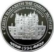 Samoa 10 Tala Queen Mother. Glamis Castle 1994 Proof KM# 104 QUEEN ELIZABETH THE QUEEN MOTHER HER YOUTH IN GLAMIS CASTLE 1994 coin reverse Samoa 10 Tala Queen Mother. Glamis Castle 1994 Proof KM# 104 QUEEN ELIZABETH THE QUEEN MOTHER HER YOUTH IN GLAMIS CASTLE 1994 coin reverse