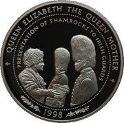 Samoa 10 Tala Queen Mother 1998 Proof KM# 177 QUEEN ELIZABETH THE QUEEN MOTHER PRESENTATION OF SHAMROCKS TO IRISH GUARDS 1998 coin reverse Samoa 10 Tala Queen Mother 1998 Proof KM# 177 QUEEN ELIZABETH THE QUEEN MOTHER PRESENTATION OF SHAMROCKS TO IRISH GUARDS 1998 coin reverse