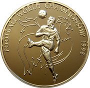 Samoa 10 Tala Football World Championship 1998 1998 Proof KM# 157 FOOTBALL WORLD CHAMPIONSHIP 1998 coin reverse Samoa 10 Tala Football World Championship 1998 1998 Proof KM# 157 FOOTBALL WORLD CHAMPIONSHIP 1998 coin reverse