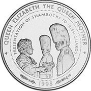 Samoa 10 Tala Tanumafili II Presentation of Shamrock 1998 Proof KM# 128 QUEEN ELIZABETH THE QUEEN MOTHER PRESENTING SHAMROCK TO IRISH GUARDS 1998 coin reverse Samoa 10 Tala Tanumafili II Presentation of Shamrock 1998 Proof KM# 128 QUEEN ELIZABETH THE QUEEN MOTHER PRESENTING SHAMROCK TO IRISH GUARDS 1998 coin reverse