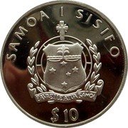 Samoa 10 Tala Tanumafili II La Recherche 2004 Proof KM# 143 SAMOA I SISIFO $10 coin obverse Samoa 10 Tala Tanumafili II La Recherche 2004 Proof KM# 143 SAMOA I SISIFO $10 coin obverse