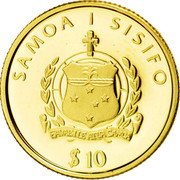 Samoa 10 Tala Death of Pope John-Paul II 2005 KM# 142 SAMOA I SISIFO $ 10 coin obverse Samoa 10 Tala Death of Pope John-Paul II 2005 KM# 142 SAMOA I SISIFO $ 10 coin obverse