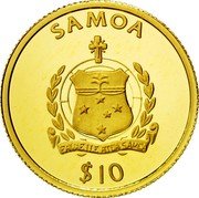 Samoa 10 Tala Tanumafili II Pope Benedict XVI 2006 Proof KM# 164 SAMOA $10 coin obverse Samoa 10 Tala Tanumafili II Pope Benedict XVI 2006 Proof KM# 164 SAMOA $10 coin obverse