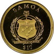 Samoa 10 Tala Johannes Hevelius 2009 Proof KM# 212 SAMOA FA'AVAE I LE ATUA SAMOA $ 10 coin obverse Samoa 10 Tala Johannes Hevelius 2009 Proof KM# 212 SAMOA FA'AVAE I LE ATUA SAMOA $ 10 coin obverse