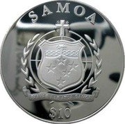Samoa 10 Tala Fourth Commandment 2009 Proof KM# 198 SAMOA FA'AVAE I LE ATUA SAMOA $ 10 coin obverse Samoa 10 Tala Fourth Commandment 2009 Proof KM# 198 SAMOA FA'AVAE I LE ATUA SAMOA $ 10 coin obverse