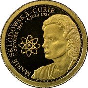 Samoa 10 Tala Marie Curie 2009 Proof KM# 213 2009 MARIE SKLODOWSKA-CURIE 7. OCTOBER 1867 - 4. JULI 1934 coin reverse Samoa 10 Tala Marie Curie 2009 Proof KM# 213 2009 MARIE SKLODOWSKA-CURIE 7. OCTOBER 1867 - 4. JULI 1934 coin reverse