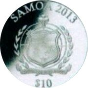 Samoa 10 Tala Mother Teresa. 10th Anniversary of Beatificatio 2013 Proof KM# 225 SAMOA 2013 FA'AVAE I LE ATUA SAMOA $ 10 coin obverse