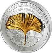 Samoa 10 Tala Ginkgo leaf 2014 Proof KM# 273 THE GOLD LEAF COLLECTION 1 OZ .999 FINE SILVER GINKGO LEAF 2014 coin reverse Samoa 10 Tala Ginkgo leaf 2014 Proof KM# 273 THE GOLD LEAF COLLECTION 1 OZ .999 FINE SILVER GINKGO LEAF 2014 coin reverse