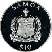 Samoa 10 Tala Diana Princess of Wales 1998 Proof KM# 123 SAMOA FAVAE I LE ATUA SAMOA $ 10 coin obverse Samoa 10 Tala Diana Princess of Wales 1998 Proof KM# 123 SAMOA FAVAE I LE ATUA SAMOA $ 10 coin obverse