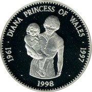 Samoa 10 Tala Diana Princess of Wales 1998 Proof KM# 123 1961 DIANA PRINCESS OF WALES 1997 1998 coin reverse Samoa 10 Tala Diana Princess of Wales 1998 Proof KM# 123 1961 DIANA PRINCESS OF WALES 1997 1998 coin reverse