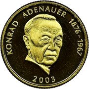 Samoa 10 Tala Konrad Adenauer 2003 Proof KM# 141 2003 KONRAD ADENAUER 1876-1967 coin reverse Samoa 10 Tala Konrad Adenauer 2003 Proof KM# 141 2003 KONRAD ADENAUER 1876-1967 coin reverse