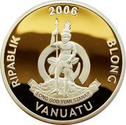 Vanuatu 10 Vatu Cethosia Cydippe 2006 KM# 49 2006 RIPABLIK BLONC VANUATU LONG GOD YUMI STANAP coin obverse Vanuatu 10 Vatu Cethosia Cydippe 2006 KM# 49 2006 RIPABLIK BLONC VANUATU LONG GOD YUMI STANAP coin obverse