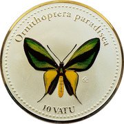 Vanuatu 10 Vatu Ornithoptera Paradisea 2006 KM# 48 ORNITHOPTERA PARADISEA 10 VATU CCC coin reverse Vanuatu 10 Vatu Ornithoptera Paradisea 2006 KM# 48 ORNITHOPTERA PARADISEA 10 VATU CCC coin reverse