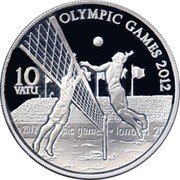 Vanuatu 10 Vatu Olympic Games 2012. Beach Volleyball 2009 Proof KM# 59 OLYMPIC GAMES 2012 10 VATU coin reverse Vanuatu 10 Vatu Olympic Games 2012. Beach Volleyball 2009 Proof KM# 59 OLYMPIC GAMES 2012 10 VATU coin reverse