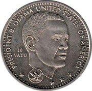 Vanuatu 10 Vatu U.S. President Barack Obama 2009 KM# 51 PRESIDENT B. OBAMA UNITED STATES OF AMERICA 10 VATU coin reverse