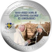 Vanuatu 10 Vatu Pope John Paul II First Visit to Palestine 2011 Proof KM# 65 RECONCILLIATION OF RELIGIONS 2011 POPE JOHN PAUL II 2000 JOHN PAUL II AND YASSER ARAFAT IN BETHLEHEM 1920-2005 coin reverse Vanuatu 10 Vatu Pope John Paul II First Visit to Palestine 2011 Proof KM# 65 RECONCILLIATION OF RELIGIONS 2011 POPE JOHN PAUL II 2000 JOHN PAUL II AND YASSER ARAFAT IN BETHLEHEM 1920-2005 coin reverse