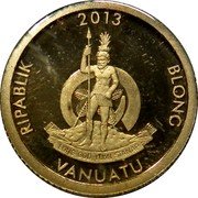 Vanuatu 10 Vatu Vitruvian Man 2013 Proof KM# 79 RIPABLIK 2013 BLONG VANUATU LONG GOD YUMI STANAP coin obverse