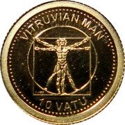 Vanuatu 10 Vatu Vitruvian Man 2013 Proof KM# 79 VITRUVIAN MAN 10 VATU coin reverse