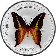 Vanuatu 10 Vatu (Graphium Codrus Medon) GRAPHIUM CODRUS MEDON 10 VATU CCC coin reverse Vanuatu 10 Vatu (Graphium Codrus Medon) GRAPHIUM CODRUS MEDON 10 VATU CCC coin reverse