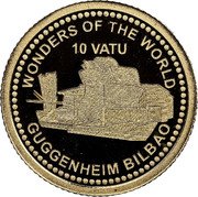 Vanuatu 10 Vatu Guggenheim Museum in Bilbao 2016 Proof WONDERS OF THE WORLD GUGGENHEIM BILBAO 10 VATU coin reverse Vanuatu 10 Vatu Guggenheim Museum in Bilbao 2016 Proof WONDERS OF THE WORLD GUGGENHEIM BILBAO 10 VATU coin reverse