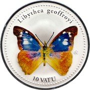 Vanuatu 10 Vatu (Libythea Geoffroyi) LIBYTHEA GEOFFROYI 10 VATU CCC coin reverse Vanuatu 10 Vatu (Libythea Geoffroyi) LIBYTHEA GEOFFROYI 10 VATU CCC coin reverse