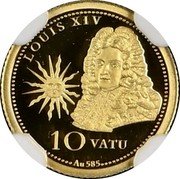 Vanuatu 10 Vatu (Louis XIV) LOUIS XIV 10 VATU AU 585 coin reverse Vanuatu 10 Vatu (Louis XIV) LOUIS XIV 10 VATU AU 585 coin reverse