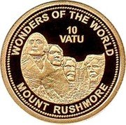 Vanuatu 10 Vatu (Mount Rushmore) KM# 132 WONDERS OF THE WORLD 10 VATU MOUNT RUSHMORE coin reverse
