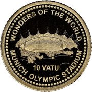 Vanuatu 10 Vatu Olympiastadion in Munich 2016 Proof WONDERS OF THE WORLD MUNICH OLYMPIC STADIUM 10 VATU coin reverse Vanuatu 10 Vatu Olympiastadion in Munich 2016 Proof WONDERS OF THE WORLD MUNICH OLYMPIC STADIUM 10 VATU coin reverse