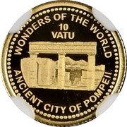 Vanuatu 10 Vatu Pompeii 2015  Proof WONDERS OF THE WORLD 10 VATU ANCIENT CITY OF POMPEII coin reverse
