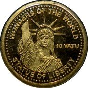 Vanuatu 10 Vatu (Statue Of Liberty in New York City) WONDERS OF THE WORLD STATUE OF LIBERTY 10 VATU coin reverse Vanuatu 10 Vatu (Statue Of Liberty in New York City) WONDERS OF THE WORLD STATUE OF LIBERTY 10 VATU coin reverse