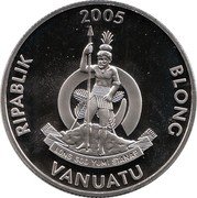 Vanuatu 10 Vatu Tiger Shark 2005  Proof 2005 RIPABLIK BLONC VANUATU LONG GOD YUMI STANAP coin obverse