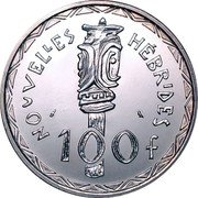 Vanuatu 100 Francs Scepter 1966 KM# 1 NOUVELLES HÉBRIDES 100F coin reverse