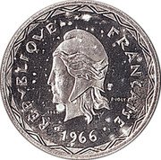 Vanuatu 100 Francs New Hebrides. Essai 1966  KM# E1 RÉPVBLIQVE FRANÇAISE R JOLY ESSAI 1966 coin obverse Vanuatu 100 Francs New Hebrides. Essai 1966  KM# E1 RÉPVBLIQVE FRANÇAISE R JOLY ESSAI 1966 coin obverse