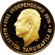 Samoa 100 Tala U.S. Bicentennial 1976 Proof KM# 21 1962 INDEPENDENCE 1976 MALIETOA TANUMAFILI II coin obverse Samoa 100 Tala U.S. Bicentennial 1976 Proof KM# 21 1962 INDEPENDENCE 1976 MALIETOA TANUMAFILI II coin obverse