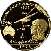 Samoa 100 Tala 50th Anniversary of the Transpacific Flight 1978 Proof KM# 29 FIRST PACIFIC FLIGHT 1928 HAWAII SAMOA FIJI AUSTRALIA N.2. C KINGSFORD SMITH JB 1978 coin reverse Samoa 100 Tala 50th Anniversary of the Transpacific Flight 1978 Proof KM# 29 FIRST PACIFIC FLIGHT 1928 HAWAII SAMOA FIJI AUSTRALIA N.2. C KINGSFORD SMITH JB 1978 coin reverse