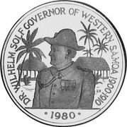 Samoa 100 Tala Governor Wilhelm Solf 1980 KM# 42 1980 DR. WILHELM SOLF GOVERNOR OF WESTERN SAMOA 1900-1910 coin reverse