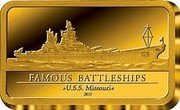 Samoa 100 Tala USS Missouri 2011 Proof KM# 222 FAMOUS BATTLESHIPS USS MISSOURI 2011 coin reverse