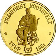 Samoa 100 Tala International Year of Disabled Persons. Roosevelt 1981 Proof KM# 49 PRESIDENT ROOSEVELT IYDP 1981 coin reverse Samoa 100 Tala International Year of Disabled Persons. Roosevelt 1981 Proof KM# 49 PRESIDENT ROOSEVELT IYDP 1981 coin reverse