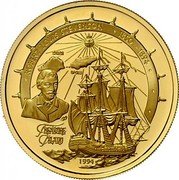 Samoa 100 Tala Robert Louis Stevenson ND Proof KM# 126 ROBERT LOUIS STEVENSON 1850-1894 1994 TREASURE ISLAND coin reverse