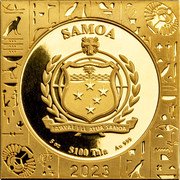 Samoa 100 Tala (Pyramid of Giza) FA'AVAE I LE ATUA SAMOA 5 OZ $100 TALA AU .999 2023 SAMOA coin obverse Samoa 100 Tala (Pyramid of Giza) FA'AVAE I LE ATUA SAMOA 5 OZ $100 TALA AU .999 2023 SAMOA coin obverse