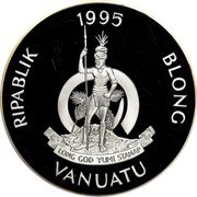 Vanuatu 100 Vatu Coronation of KIng George V 1995 Proof KM# 27 1995 RIPABLIK BLONG VANUATU LONG GOD YUMI STANAP coin obverse Vanuatu 100 Vatu Coronation of KIng George V 1995 Proof KM# 27 1995 RIPABLIK BLONG VANUATU LONG GOD YUMI STANAP coin obverse