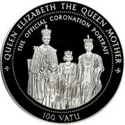 Vanuatu 100 Vatu Coronation of KIng George V 1995 Proof KM# 27 QUEEN ELIZABETH THE QUEEN MOTHER THE OFFICIAL CORONATION PORTRAIT 100 VATU coin reverse Vanuatu 100 Vatu Coronation of KIng George V 1995 Proof KM# 27 QUEEN ELIZABETH THE QUEEN MOTHER THE OFFICIAL CORONATION PORTRAIT 100 VATU coin reverse