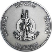 Vanuatu 100 Vatu Raccoon Family 2013 Proof, Matte KM# 91 LONG GOD YUMI STANAP 100 VATU RIPABLIK BLONG VANUATU coin obverse Vanuatu 100 Vatu Raccoon Family 2013 Proof, Matte KM# 91 LONG GOD YUMI STANAP 100 VATU RIPABLIK BLONG VANUATU coin obverse