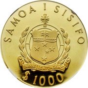 Samoa 1000 Tala Tanumafili II Royal Wedding 1981 Proof KM# 46 SAMOA I SISIFO $ 1000 coin obverse Samoa 1000 Tala Tanumafili II Royal Wedding 1981 Proof KM# 46 SAMOA I SISIFO $ 1000 coin obverse