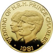 Samoa 1000 Tala Tanumafili II Royal Wedding 1981 Proof KM# 46 WEDDING OF H.R.H. PRINCE CHARLES 1981 coin reverse Samoa 1000 Tala Tanumafili II Royal Wedding 1981 Proof KM# 46 WEDDING OF H.R.H. PRINCE CHARLES 1981 coin reverse