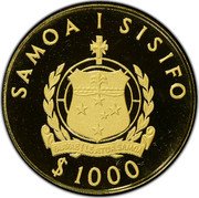 Samoa 1000 Tala Prince Andrew and Sarah Fereguson's Marriage 1986 Proof KM# 65 SAMOA I SISIFO $1000 FA'AVAE I LE ATUA SAMOA coin obverse Samoa 1000 Tala Prince Andrew and Sarah Fereguson's Marriage 1986 Proof KM# 65 SAMOA I SISIFO $1000 FA'AVAE I LE ATUA SAMOA coin obverse