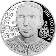 Samoa 2 Dollars ((Czech and Czechoslovak Hockey Legends - Jiri Holecek)) HP 2 JIŘÍ HOLEČEK INNSBRUCK 1976 MISTR SVĚTA 1972 1976 1977 ČLEN SÍTĚ SLAVY IIHF A ČS HOKEJE coin reverse